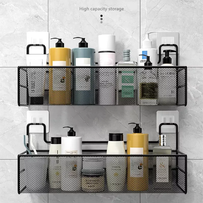 NEW2023 Black Wall-mounted Bathroom Shelf Shower Shampoo Rack Toilet Accessories Kitchen Free Punch Condiment Storage Basket
NEW2023 Black Wall-mounted Bathroom Shelf Shower Shampoo Rack Toilet Accessories Kitchen Free Punch Condiment Storage Basket