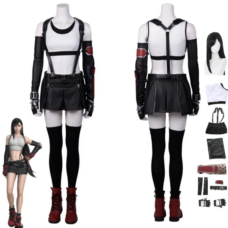 Game Final Fantasy FF7 Remake Tifa Lockhart Cosplay Costume Women Combat Uniform Wig Tight Vest Short Skirt Suit Halloween Party
Game Final Fantasy FF7 Remake Tifa Lockhart Cosplay Costume Women Combat Uniform Wig Tight Vest Short Skirt Suit Halloween Party