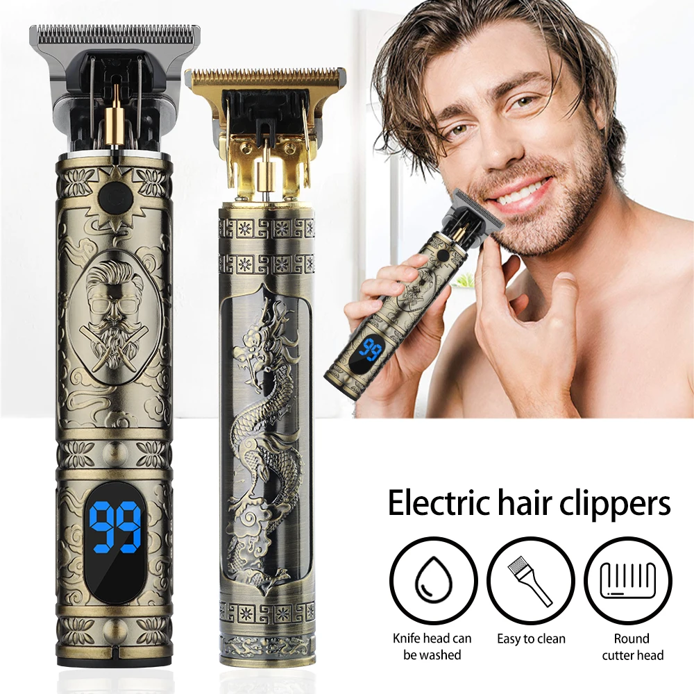

New in Vintage T9 1/2/3MM Hair Cutting Machine trimmer Cordless Hair finishing Beard Clipper for men Electric shaver Razors USB