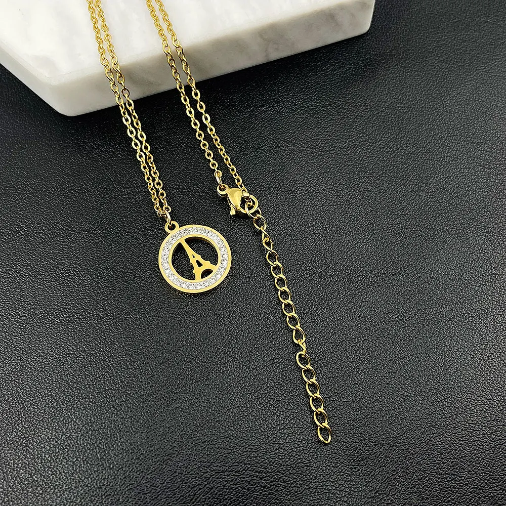 

Fashion Eiffel Tower Pendant Necklace Stainless Steel Women Necklace Gold Jewelry Choker Accessories Christmas Gifts for Friends