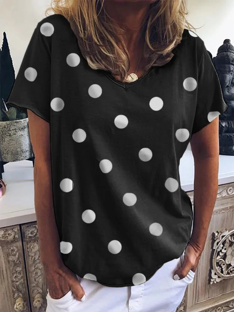 Women's Summer Dot Printed T-Shirt Fashion Short Sleeve Ladies Tops Casual V-Neck Oversized Shirts Female
Women's Summer Dot Printed T-Shirt Fashion Short Sleeve Ladies Tops Casual V-Neck Oversized Shirts Female
