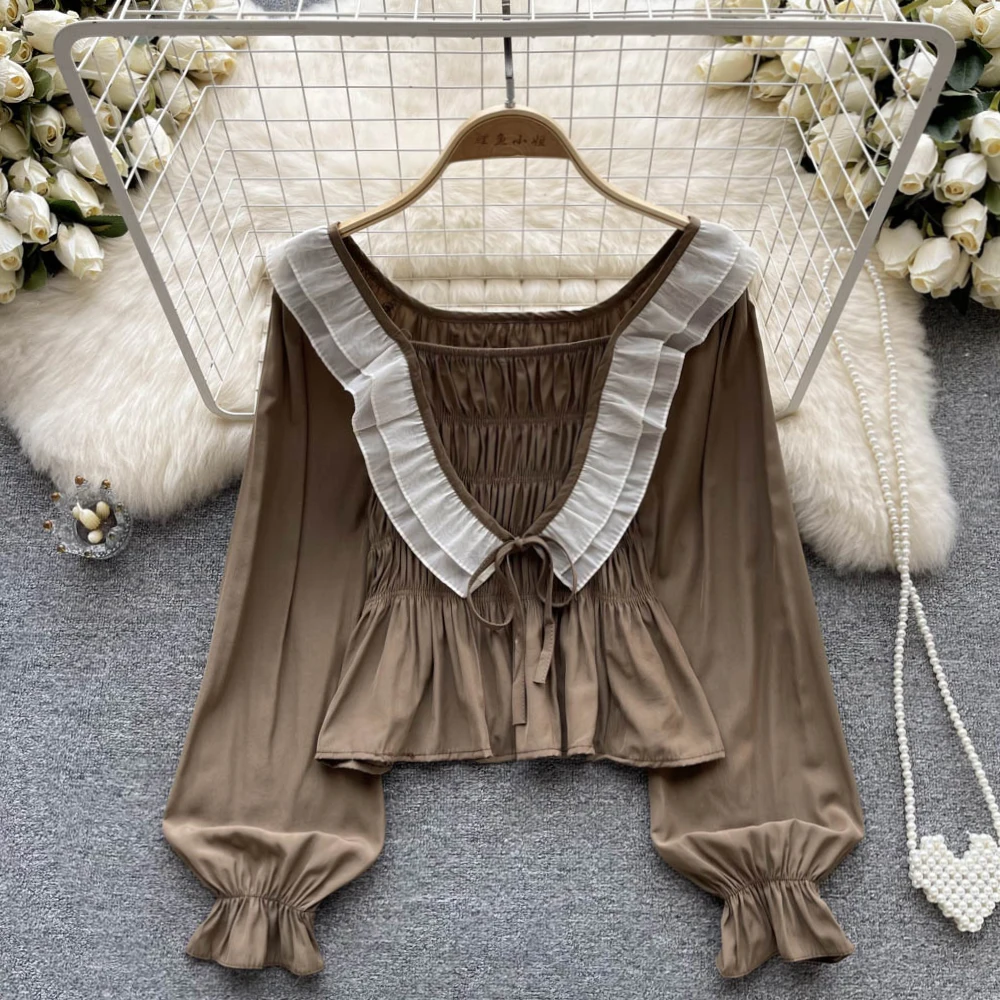 Женский топ с длинными рукавами, плиссированный топ контрастных цветов с длинными рукавами и изображением листьев лотоса в Корейском стиле...
Женский топ с длинными рукавами, плиссированный топ контрастных цветов с длинными рукавами и изображением листьев лотоса в Корейском стиле...