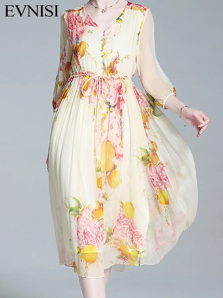 EVNISI Chic Floral Printing Women Chiffon Dress Elegant Office Apricot A-line Fairy Dresses Summer Slim For Women Party Vestido
EVNISI Chic Floral Printing Women Chiffon Dress Elegant Office Apricot A-line Fairy Dresses Summer Slim For Women Party Vestido