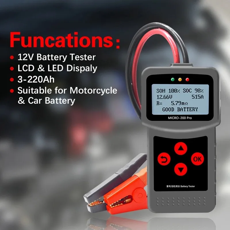 ABS Battery Tester One Year Warranty Western European Version USB Cable Micro-200Pro 12V 24V Car Battery Tester Diagnostic Tool
ABS Battery Tester One Year Warranty Western European Version USB Cable Micro-200Pro 12V 24V Car Battery Tester Diagnostic Tool