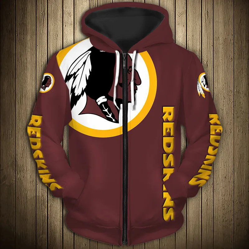 Fashion sportswear Washington men's White feather black face print Redskins zipper hoodie
Fashion sportswear Washington men's White feather black face print Redskins zipper hoodie