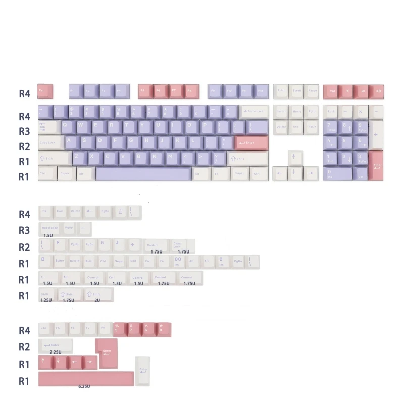 

169 Keys/set GMK Lavender Violet Keycaps PBT Double Shot Key Caps Cherry Profile Keycap With ISO Enter For Mechanical Keyboard