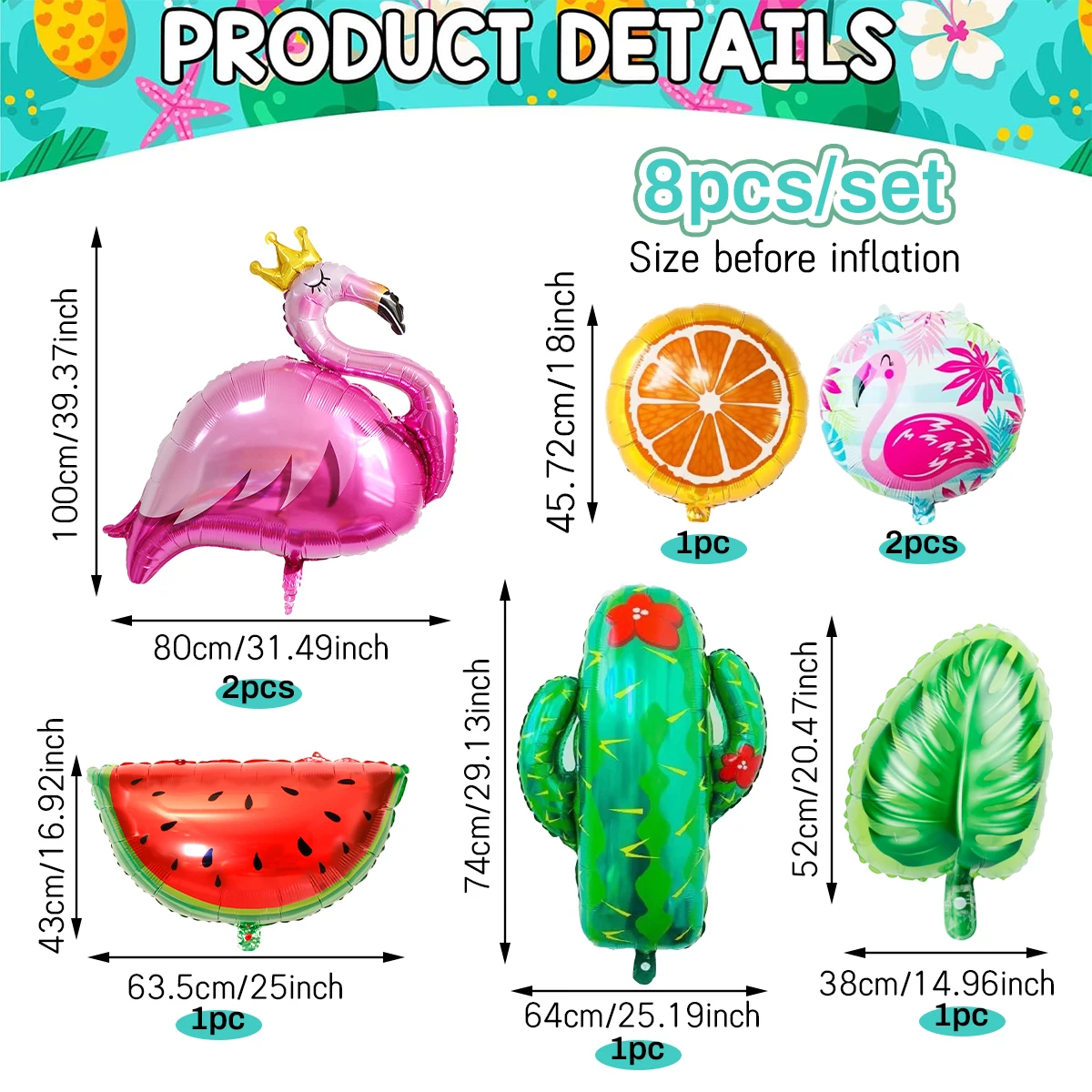 Тропические воздушные шары для вечеринки 8 шт
Тропические воздушные шары для вечеринки 8 шт