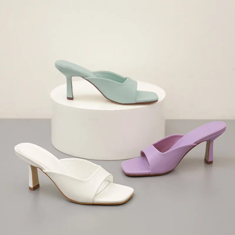 2022 Women Summer 8.5cm High Heels Blue Purple Slides Mules Sandals Lady Slippers Designer Peep Toe Thin Heels Fetish Prom Shoes
2022 Women Summer 8.5cm High Heels Blue Purple Slides Mules Sandals Lady Slippers Designer Peep Toe Thin Heels Fetish Prom Shoes