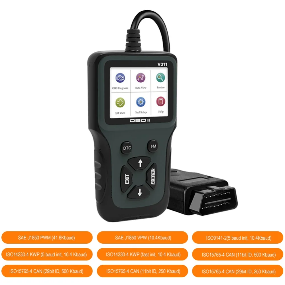 V311 Full OBD2 Scanner OBD 2 Engine Code Reader Car Diagnostic Tool Fault Diagnosis PK CR319 AD310 Scanner Tool
V311 Full OBD2 Scanner OBD 2 Engine Code Reader Car Diagnostic Tool Fault Diagnosis PK CR319 AD310 Scanner Tool