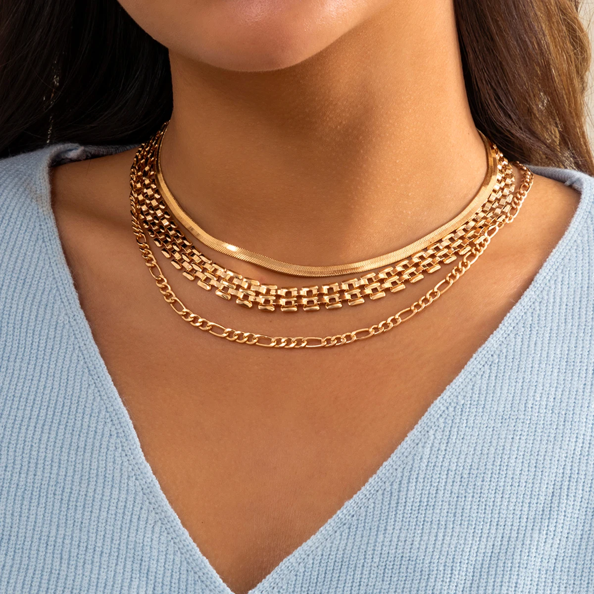 IngeSight.Z Punk Copper Flat Thin Snake Chain Choker Necklaces Multi Layered Gold Color Wide Link Chain Chunky Necklaces Jewelry
IngeSight.Z Punk Copper Flat Thin Snake Chain Choker Necklaces Multi Layered Gold Color Wide Link Chain Chunky Necklaces Jewelry
