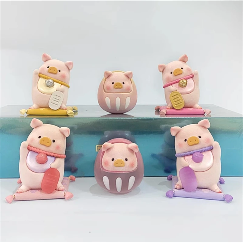 

LuLu the Piggy Lucky Cat ＆ Darum LULU Pig 52TOYS Action Figure Dolls Toys Christmas Gifts for Children Girls Car Room Decoration