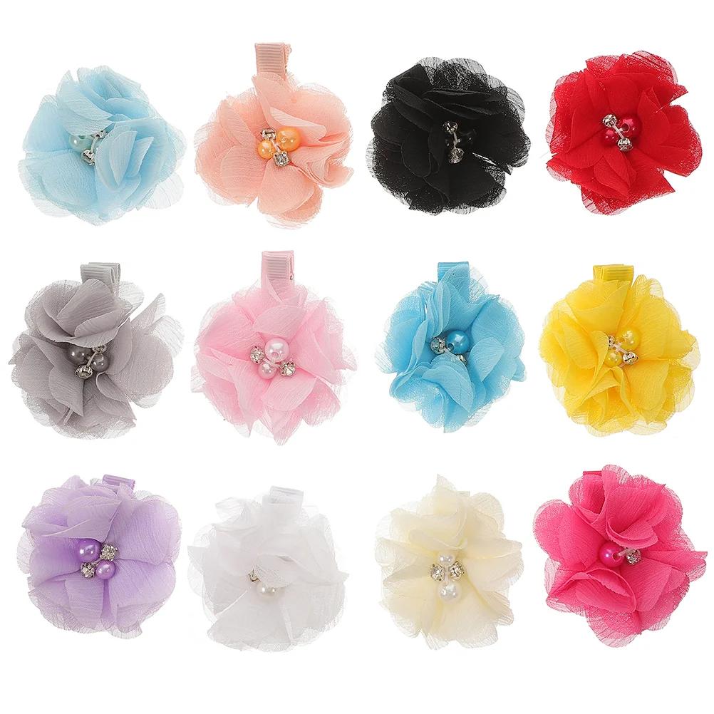 

12pcs Pets Dog Hair Clip Flower Cat Hairpins Small Pet Headdress Pet Grooming Accessories Mixed Color