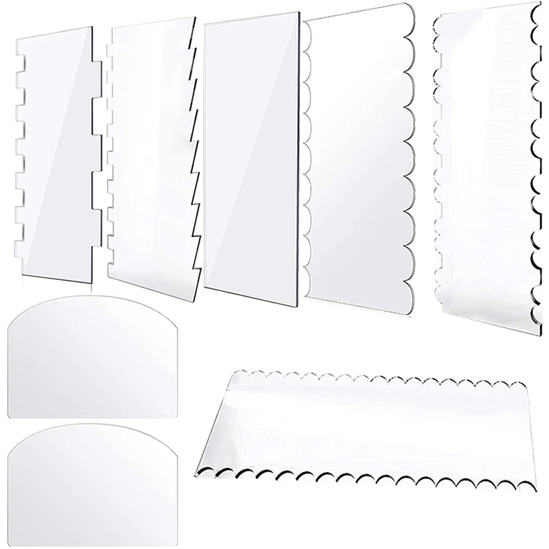 8Pcs Transparent Clear Acrylic Cream Scraper Set Icing Frosting Buttercream Cake Comb Smoother Scraper for Kitchen Baking Tools
8Pcs Transparent Clear Acrylic Cream Scraper Set Icing Frosting Buttercream Cake Comb Smoother Scraper for Kitchen Baking Tools