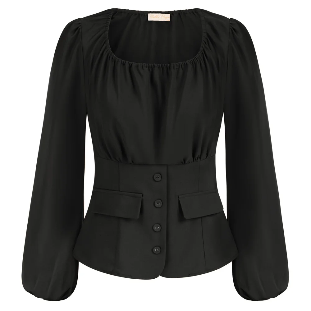 BP Women Vintage Defined Waist Blouse Long Sleeve Crew Neck Peplum Hem Tops Solid Vintage Shirts For Women 1950s OL Workwear A30
BP Women Vintage Defined Waist Blouse Long Sleeve Crew Neck Peplum Hem Tops Solid Vintage Shirts For Women 1950s OL Workwear A30