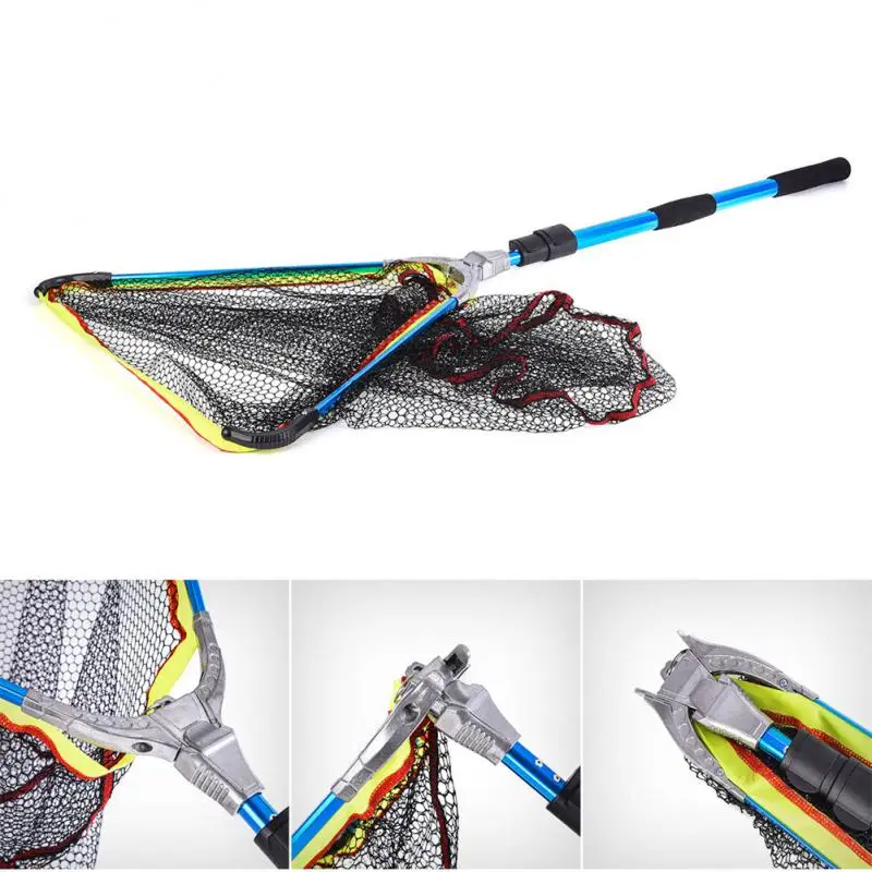 

Foldable Fishing Net 2m Telescoping Large Triangular Quick Landing Net Pole Folding Landing Net for Fly Fishing Lure Trap Mesh