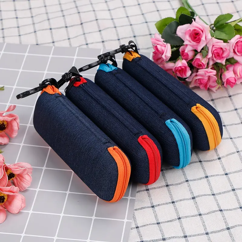 

Denim Fabric Glasses Box Zipper Sunglasses Cases Protection Crush Resistance Container 4 Colors Eyewear Storage Bags