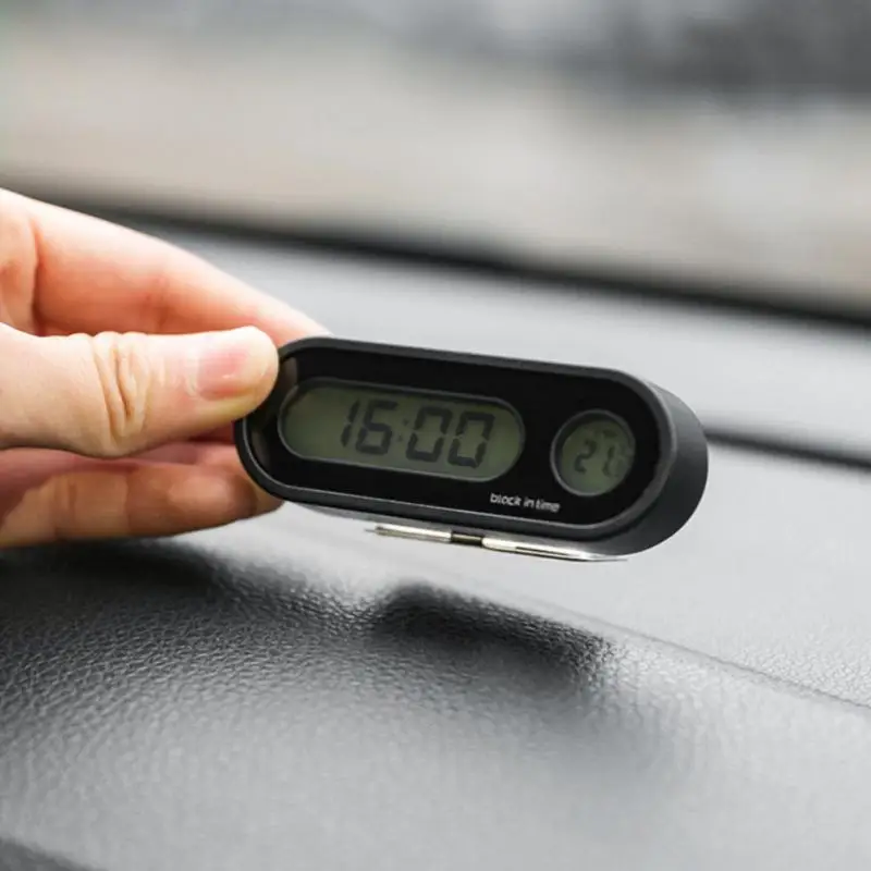 

Автомобильные электронные мини-часы, часы для приборной панели, светящийся термометр, цифровой дисплей, аксессуары для стайлинга автомобиля, черный цвет
