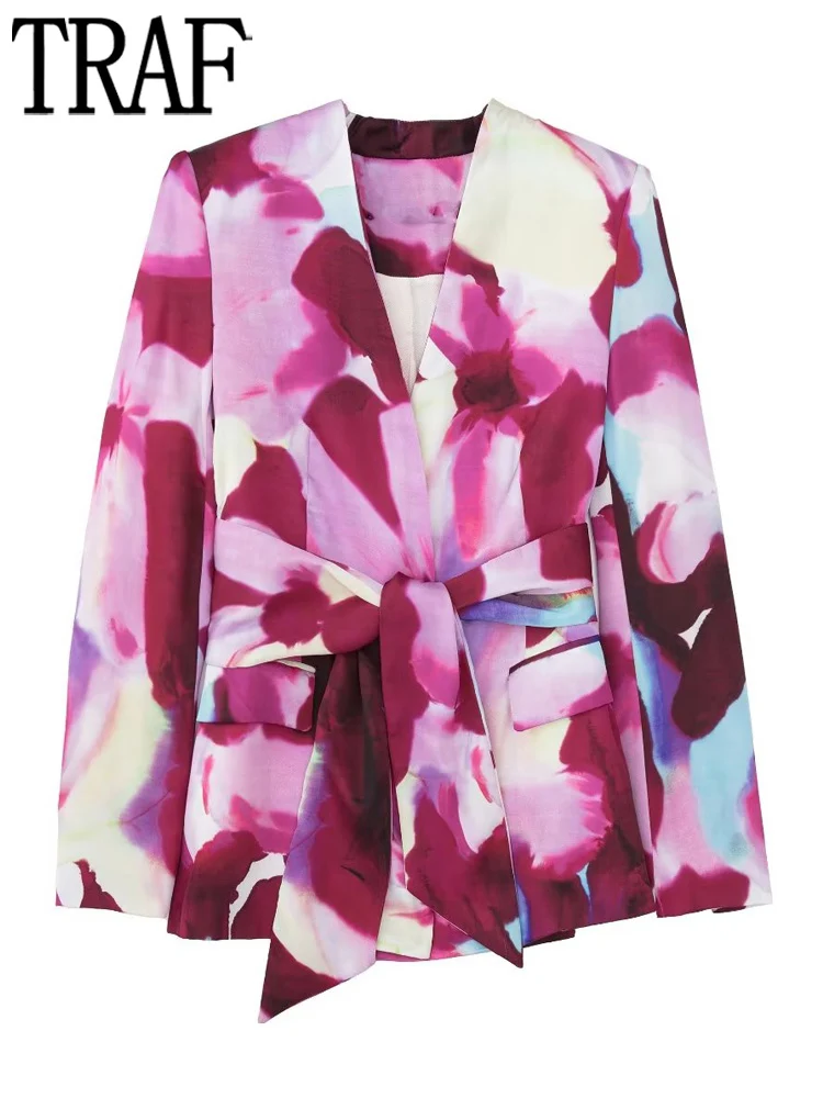 TRAF Print Satin Blazer Women Long Sleeve Belt Jacket Woman Fall Shoulder Pads Office Wear Female Blazers Streetwear Women Coats
TRAF Print Satin Blazer Women Long Sleeve Belt Jacket Woman Fall Shoulder Pads Office Wear Female Blazers Streetwear Women Coats