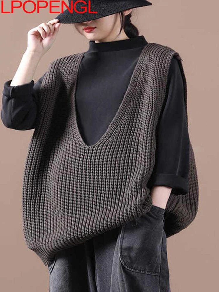 Oversized Sweater Vest Women's Autumn 2022 New Korean Version Loose Literary Vintage Sweater Knitted V-neck Pullover Vest Top
Oversized Sweater Vest Women's Autumn 2022 New Korean Version Loose Literary Vintage Sweater Knitted V-neck Pullover Vest Top