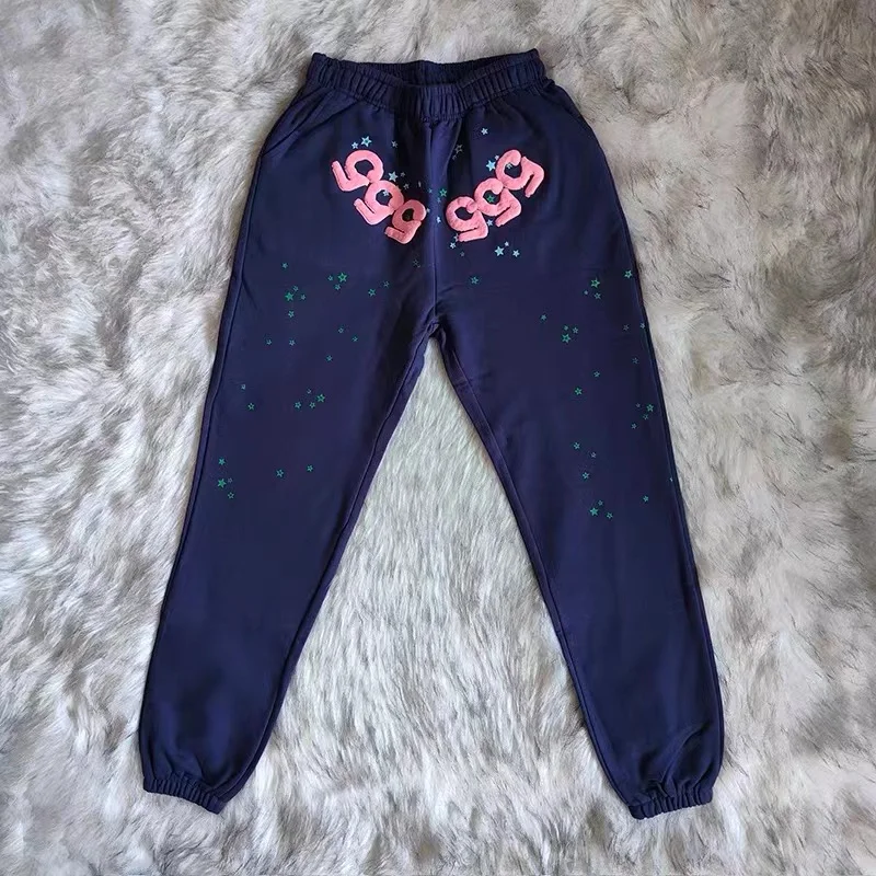 

Spring Blue Sp5der Young Thug 555555 Sweatpants Men Women 1:1 Top Quality Spider Web Pattern Joggers Drawstring Trouser y2k