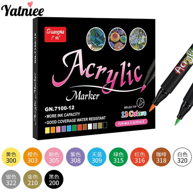 Yatniee 12 Colors Acrylic Paint Pens Soft Head Brush Marker Pen for Stone, Rock Painting, Glass, Wood, Ceramic, Fabric, Card DIY
Yatniee 12 Colors Acrylic Paint Pens Soft Head Brush Marker Pen for Stone, Rock Painting, Glass, Wood, Ceramic, Fabric, Card DIY