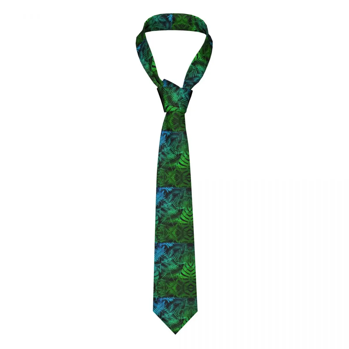 

Palm Leaf Print Tie Green Ombre Tropical Formal 8CM Neck Ties For Man Gift Blouse Design Cravat