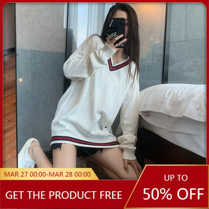 High Quality Korean Style TB Early Autumn New Solid Color Versatile Loose Fashion Pullover Long Sleeve V-Neck Knit Sweater
High Quality Korean Style TB Early Autumn New Solid Color Versatile Loose Fashion Pullover Long Sleeve V-Neck Knit Sweater
