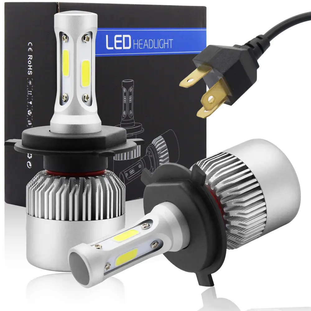 

2 pieces H7 LED H1 H3 H4 H13 H11 9004 880 9007 Auto S2 Car Headlight Bulbs 72W 8000LM 6500K for 9V to 36V 200M lighting range