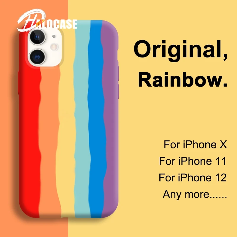 Original Rainbow Colors Liquid Silicone Case For iPhone 12 11 Pro Max Mini XR XS X 8 7 Plus Shockproof Back Cover
Original Rainbow Colors Liquid Silicone Case For iPhone 12 11 Pro Max Mini XR XS X 8 7 Plus Shockproof Back Cover