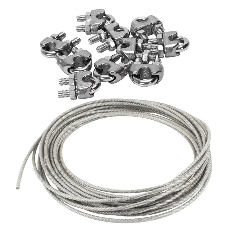 10 Pcs Male Thread 5Mm Wire Rope Clip Cable Clamp Fastener & 1X 5Mm Dia Steel PVC Coated, Flexible Wire Rope Cable 10 Meters Tra
10 Pcs Male Thread 5Mm Wire Rope Clip Cable Clamp Fastener & 1X 5Mm Dia Steel PVC Coated, Flexible Wire Rope Cable 10 Meters Tra