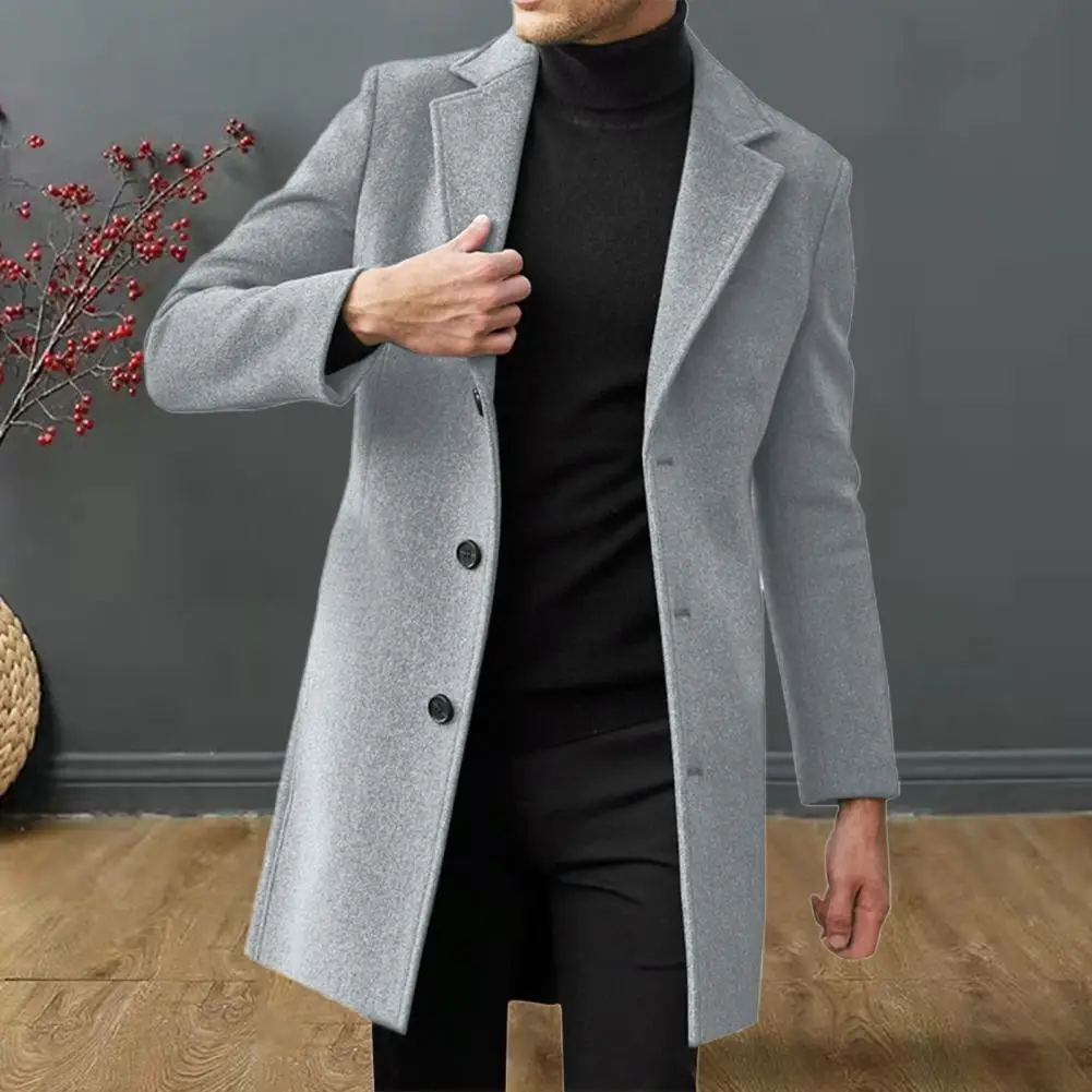 Men Coat Stylish Mid-length Wool Overcoats for Men with Lapel Collar Single Breasted Design Side Pockets Winter Outwear Lapel
Men Coat Stylish Mid-length Wool Overcoats for Men with Lapel Collar Single Breasted Design Side Pockets Winter Outwear Lapel