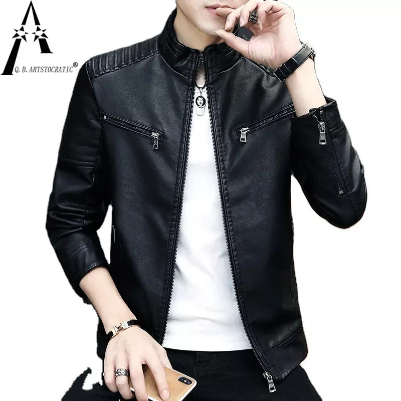 2022 Men's New Autumn Motorcycle Stand Collar Leather Jackets Youth Pleated Slim PU Coats Faux Leather Jacket Streetwear Outwear
2022 Men's New Autumn Motorcycle Stand Collar Leather Jackets Youth Pleated Slim PU Coats Faux Leather Jacket Streetwear Outwear