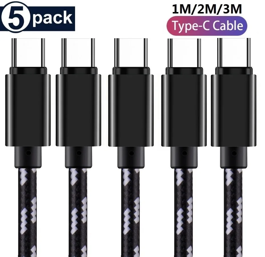 5Pack USB Type C Cable Nylon Fast Charging Data Cord For Samsung S21 Oneplus 9 xiaomi mi10 Huawei P40 1M 2M 3M USB C Cables
5Pack USB Type C Cable Nylon Fast Charging Data Cord For Samsung S21 Oneplus 9 xiaomi mi10 Huawei P40 1M 2M 3M USB C Cables