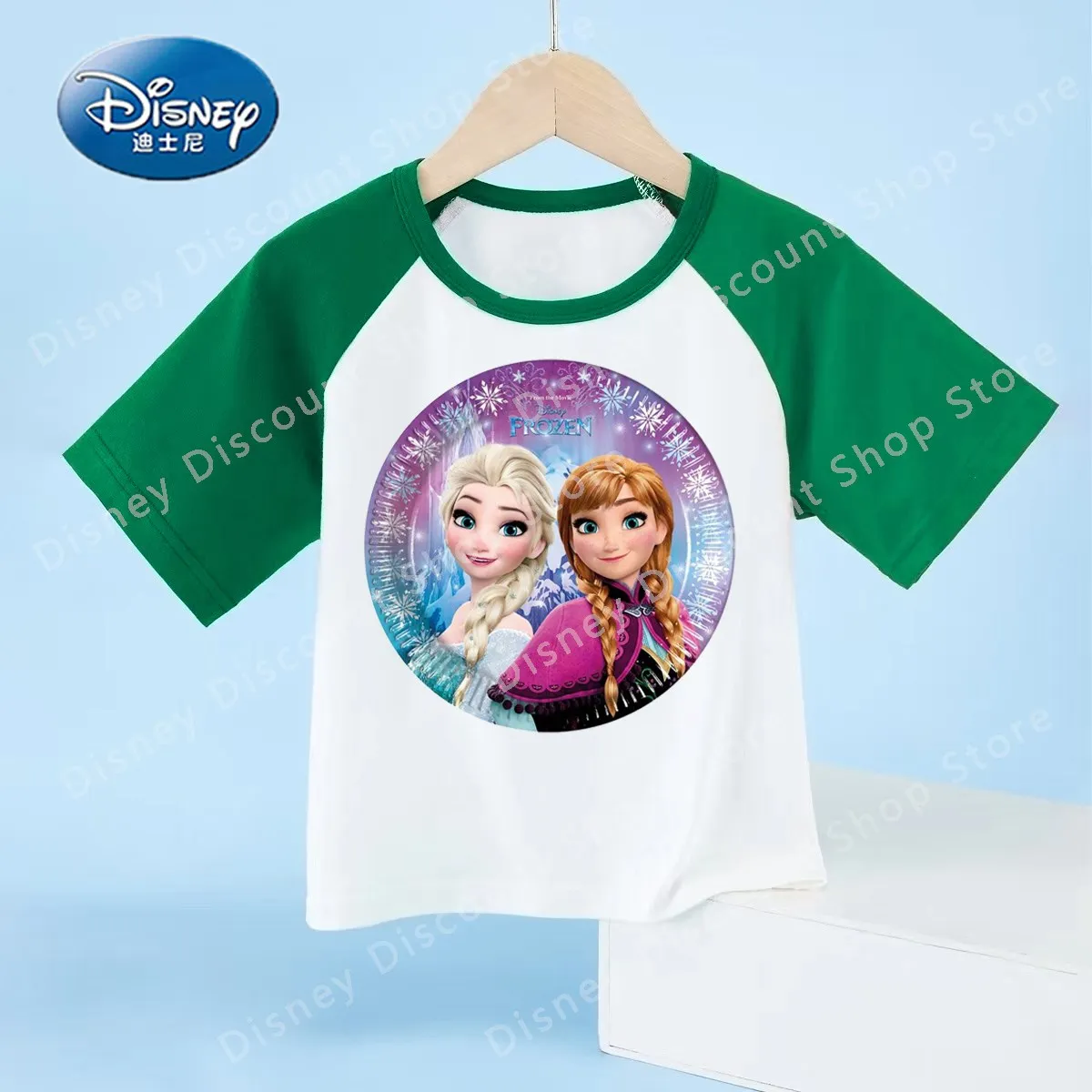 

New Frozen Kid Clothes Summer Child T-Shirts Disney Color Raglan T Shirts Children Elsa Anna Princess Anime Top Girl Tees Shirt