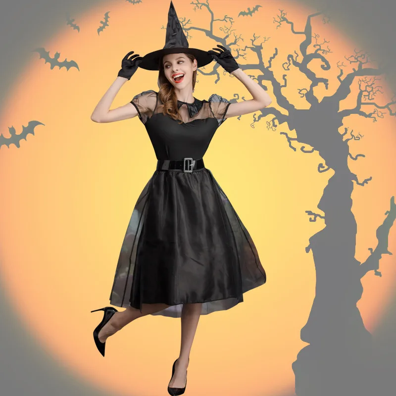Halloween New Ghost Game Black Yarn Sexy Witch Dress Witch Clothes Temperament Witch Night Dress 
Halloween New Ghost Game Black Yarn Sexy Witch Dress Witch Clothes Temperament Witch Night Dress