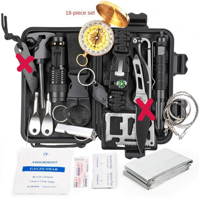 Outdoor Camping Emergency Survival Gear Kit Tactical First Aid Survival Tool Hiking Hunting 18 Multi Function Tactical Equipment
Outdoor Camping Emergency Survival Gear Kit Tactical First Aid Survival Tool Hiking Hunting 18 Multi Function Tactical Equipment