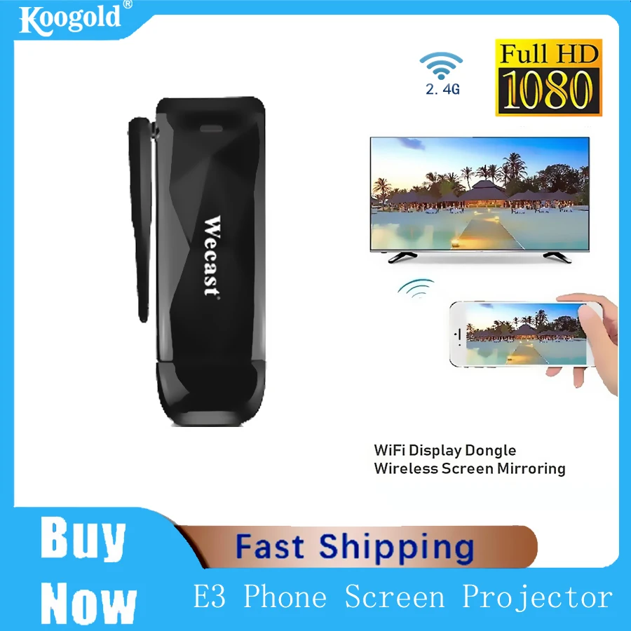 Koogold E3 TV Stick 2.4/5G Wifi Black USB HDMI-compatible for Android iOS Mac Windows Casting No Delay Mirror Sctreen HD 1080P
Koogold E3 TV Stick 2.4/5G Wifi Black USB HDMI-compatible for Android iOS Mac Windows Casting No Delay Mirror Sctreen HD 1080P