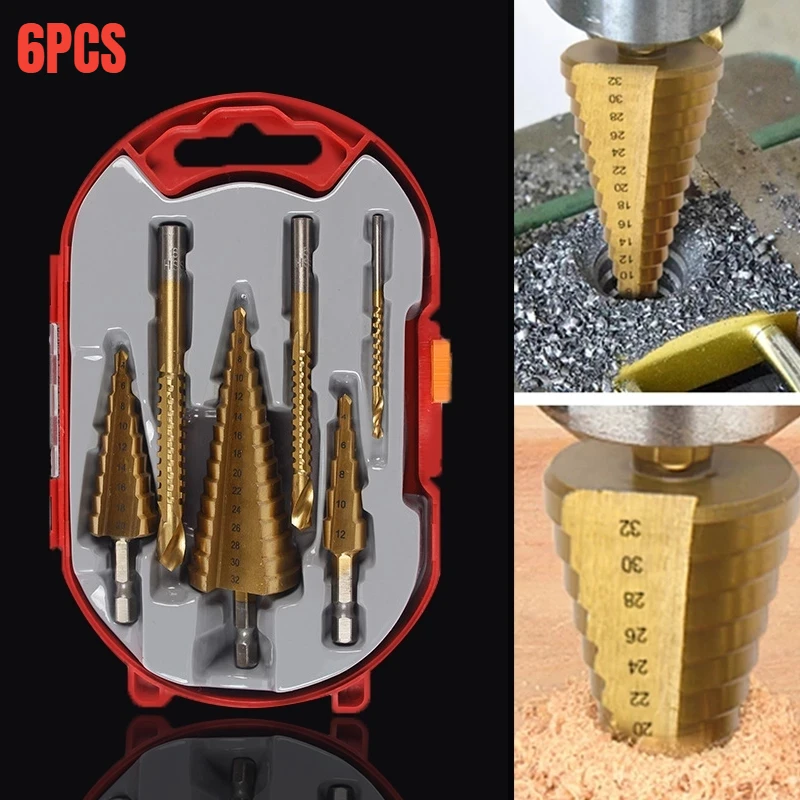 HSS Steel Titanium Step Drill Bit Set 4-12/20/32mm Metal Hole Cutter Wood Cone Core Drilling Hole Saw Tool Twist Saw Drill
HSS Steel Titanium Step Drill Bit Set 4-12/20/32mm Metal Hole Cutter Wood Cone Core Drilling Hole Saw Tool Twist Saw Drill