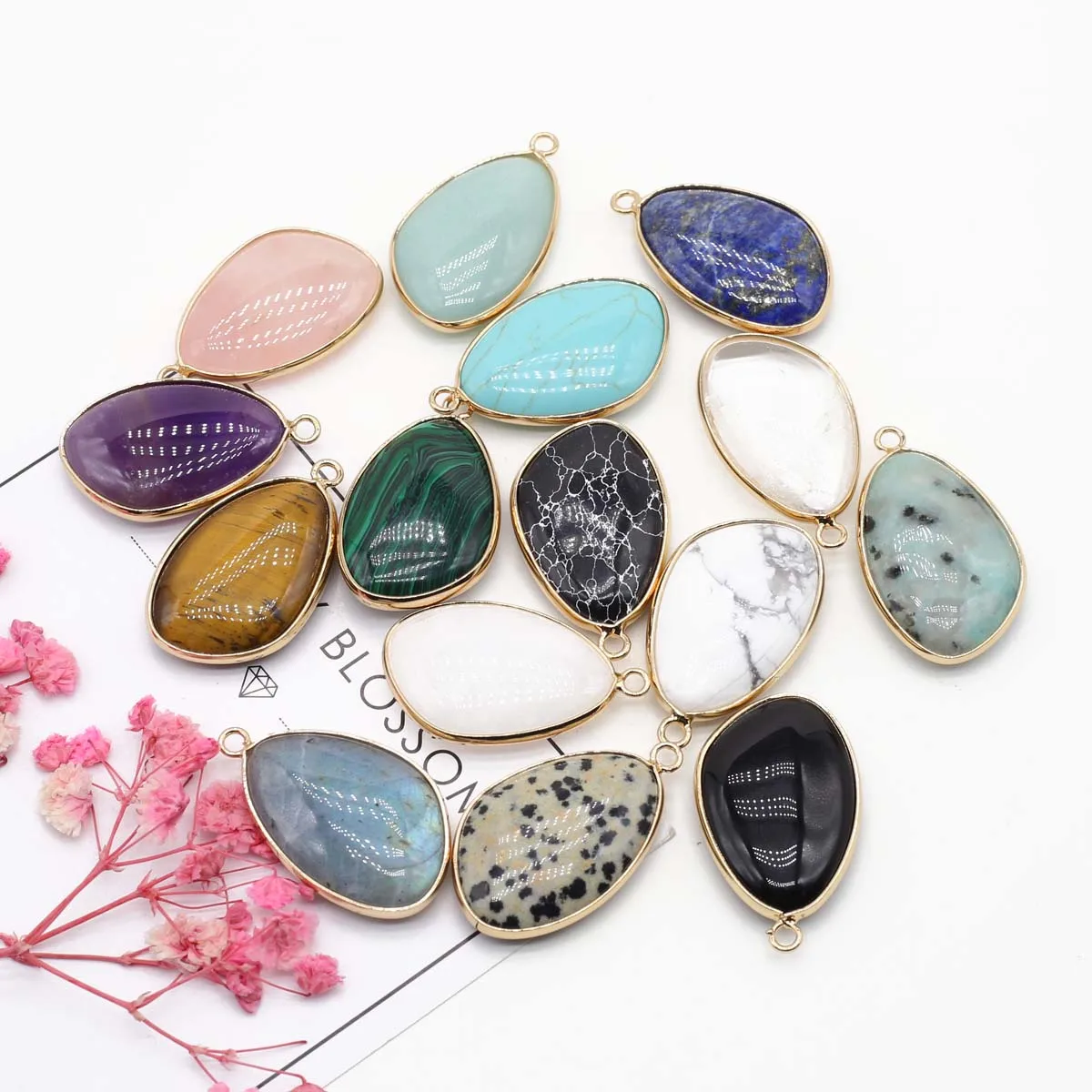 Natural Stone Pendant Plating Golden Turquoises Quartzs Pendant Charms for Making DIY Jewerly Necklace Accessories 20x35mm
Natural Stone Pendant Plating Golden Turquoises Quartzs Pendant Charms for Making DIY Jewerly Necklace Accessories 20x35mm