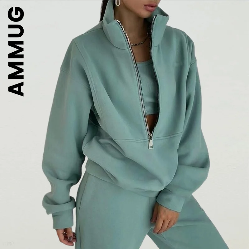 Ammug Women Set Polo Zipper Sweatshirts And Trouser Tracksuits 2 Piece Set Soft Party Women's Tracksuit Set Female
Ammug Women Set Polo Zipper Sweatshirts And Trouser Tracksuits 2 Piece Set Soft Party Women's Tracksuit Set Female