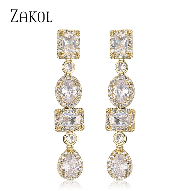 ZAKOL Luxury Green Rectangle Oval Cubic Zirconia Long Drop Earrings for Elegant Women Fashion Geometric Wedding Party Jewelry
ZAKOL Luxury Green Rectangle Oval Cubic Zirconia Long Drop Earrings for Elegant Women Fashion Geometric Wedding Party Jewelry