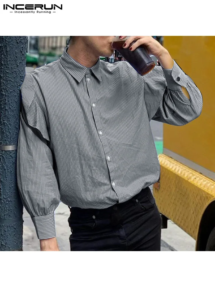 Рубашка INCERUN Мужская в полоску, повседневная мешковатая Повседневная Уличная одежда с лацканами, оборками и длинными рукавами, на пуговицах...
Рубашка INCERUN Мужская в полоску, повседневная мешковатая Повседневная Уличная одежда с лацканами, оборками и длинными рукавами, на пуговицах...