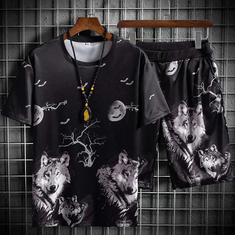 2021 Summer round neck pullover casual suit, short sleeve T-shirt, five - quarter pants
2021 Summer round neck pullover casual suit, short sleeve T-shirt, five - quarter pants