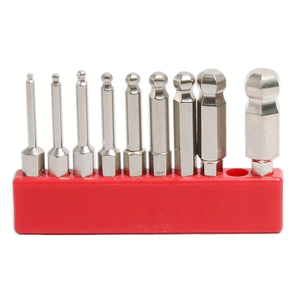 

9Pcs 50mm Magnetic Ball End Hexagon Head Hex Alloy Steel Screwdriver Bits Drill Set 1.5/2/2.5/3/4/5/6/8/10mm Power Tool