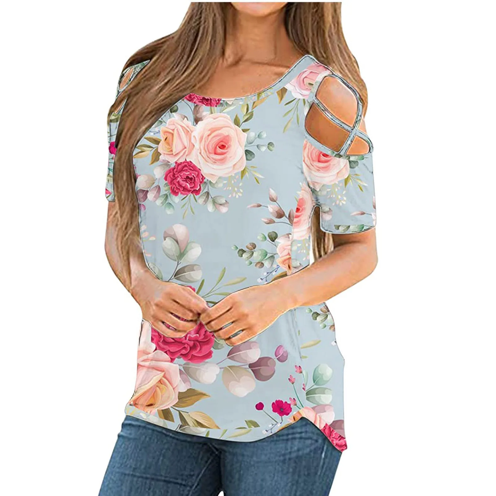 Women's 2021 Summer New Product Printed Round Neck Strapless Casual and Comfortable Short-sleeved T-shirt
Women's 2021 Summer New Product Printed Round Neck Strapless Casual and Comfortable Short-sleeved T-shirt