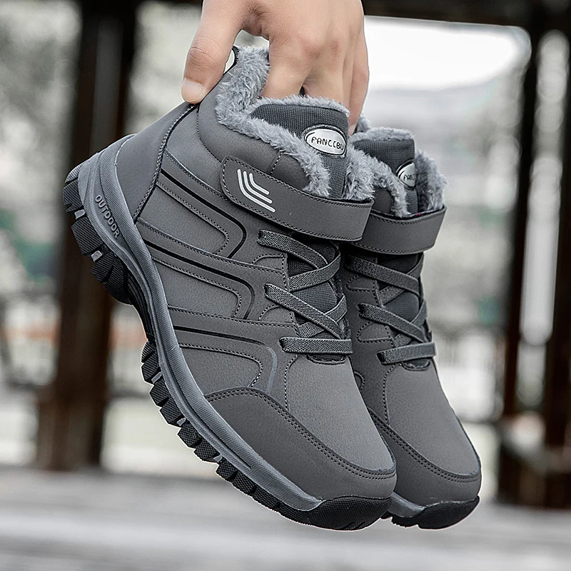 2022 зимние плюшевые женские мужские ботинки кожаные водонепроницаемые кроссовки для скалолазания охоты унисекс на шнуровке уличные теплые походные ботинки для мужчин