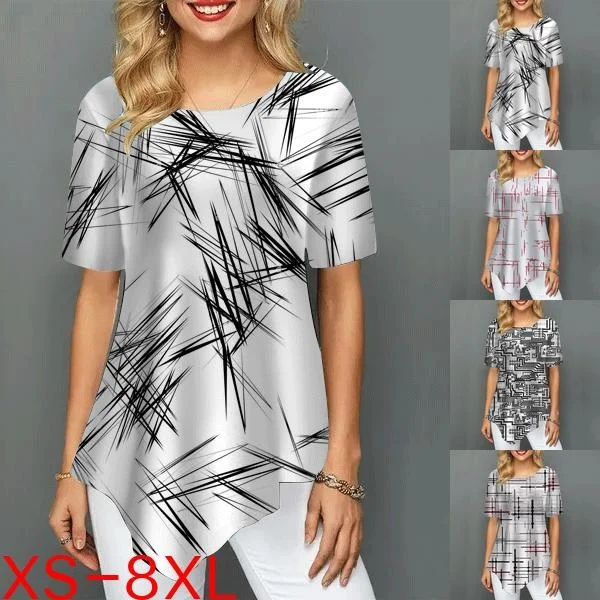 Women's Short-sleeved Women's Short-sleeved Fashion Plus Size Women's New Crew-neck Pullover Shirt Casual Irregular T-shirt
Women's Short-sleeved Women's Short-sleeved Fashion Plus Size Women's New Crew-neck Pullover Shirt Casual Irregular T-shirt