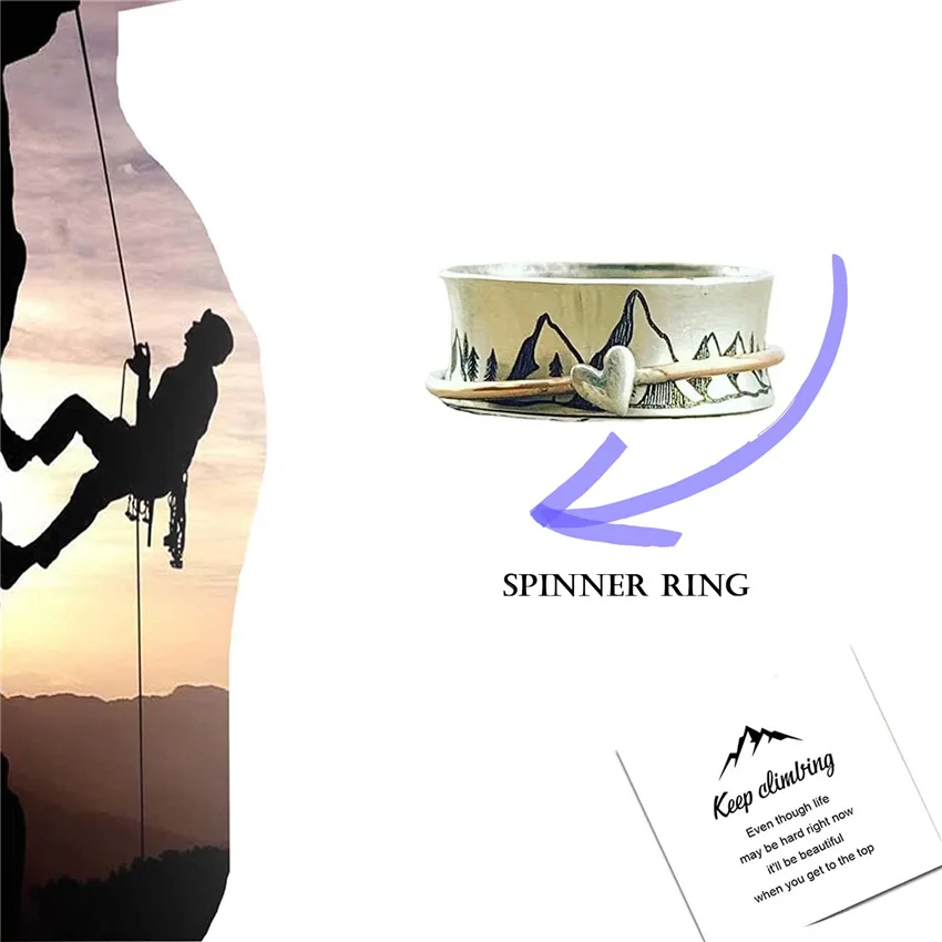 Keep Climbing Rings For Women Rotate Mountain Fidget Spinner Heart Ring Anti Stress Anxiety Ring Gothic Jewelry Gift Anillos
Keep Climbing Rings For Women Rotate Mountain Fidget Spinner Heart Ring Anti Stress Anxiety Ring Gothic Jewelry Gift Anillos