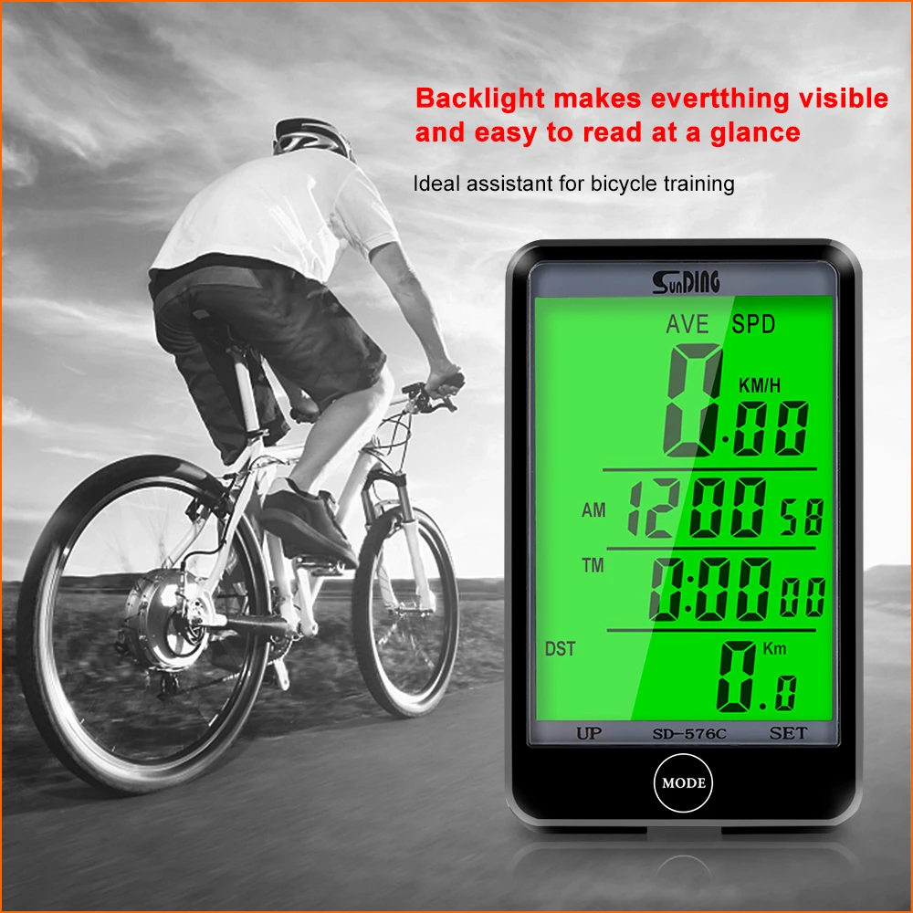 

Sunding Stopwatch 576 C A Wired Bicycle Computer Wireless Stopwatch Bike Speedometer Cycling Odometer LCD Backlight Accessories