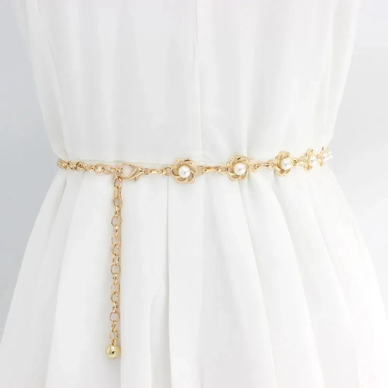 Elegant Ladies Pearl Belt Belt Women Dress Gold Flowers with Waist Chain Crystal Strap Pearl Wedding Chain with Decoration 221
Elegant Ladies Pearl Belt Belt Women Dress Gold Flowers with Waist Chain Crystal Strap Pearl Wedding Chain with Decoration 221